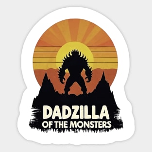Mens Dadzilla Father Of The Monsters Retro Vintage Sunset Sticker